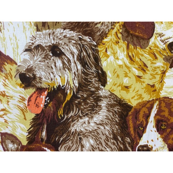 Dogs Home Decor Fabric 36"x 45" Craft Drapery Screen Print Brown Gold Novelty - Picture 6 of 14
